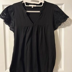 C.C Black Eyelet Sleeve Blouse